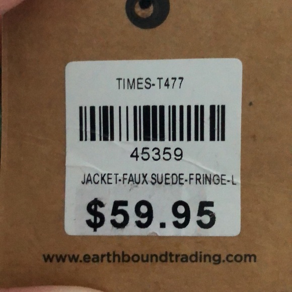 NWT Faux Suede L Brown Boho Jacket with lining - Picture 3 of 3